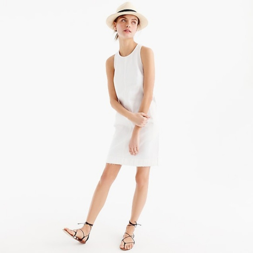 J. Crew White Denim Shift Dress